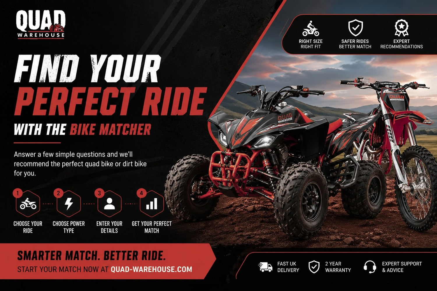 Quad Bike Matcher Tool | Find the Perfect Quad or Dirt Bike Fast - Quad Warehouse