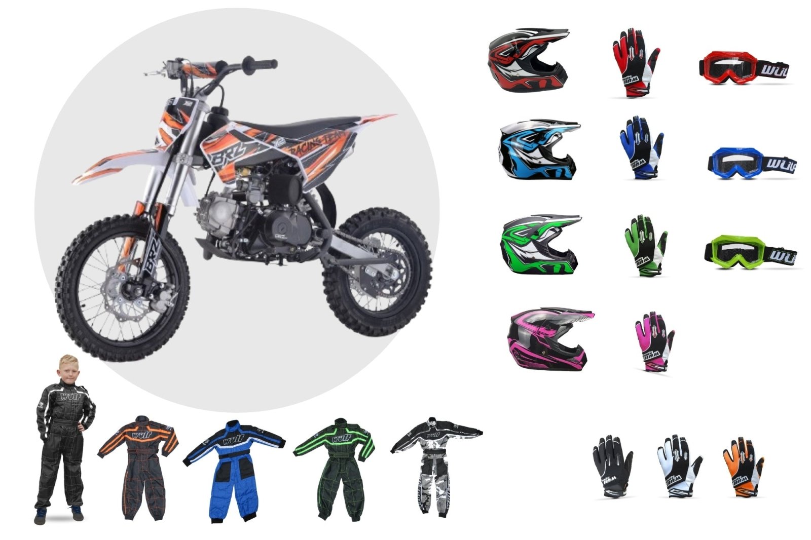BRZ 110cc Racing Team Pro Semi Auto Pit Bike 14/12" Bundle: Youth Adventure Thrill Pack - Quad Warehouse