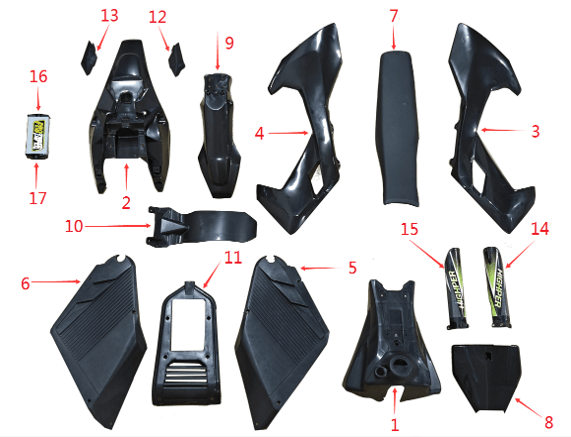 BRZ 72v Neon Thunder Pro Rear Tail Fairing Garniture - RIGHT - Quad Warehouse