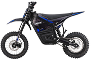 Blue BRZ Viper 60V 4500W electric dirt bike with 14-inch front and 12-inch rear wheels