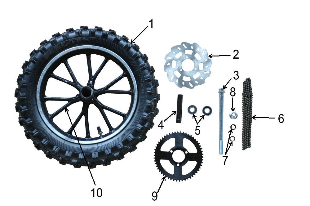 Mini KLF Pro 36v 800w Kids Electric Dirt Bike Complete front Wheel 10" - Quad Warehouse