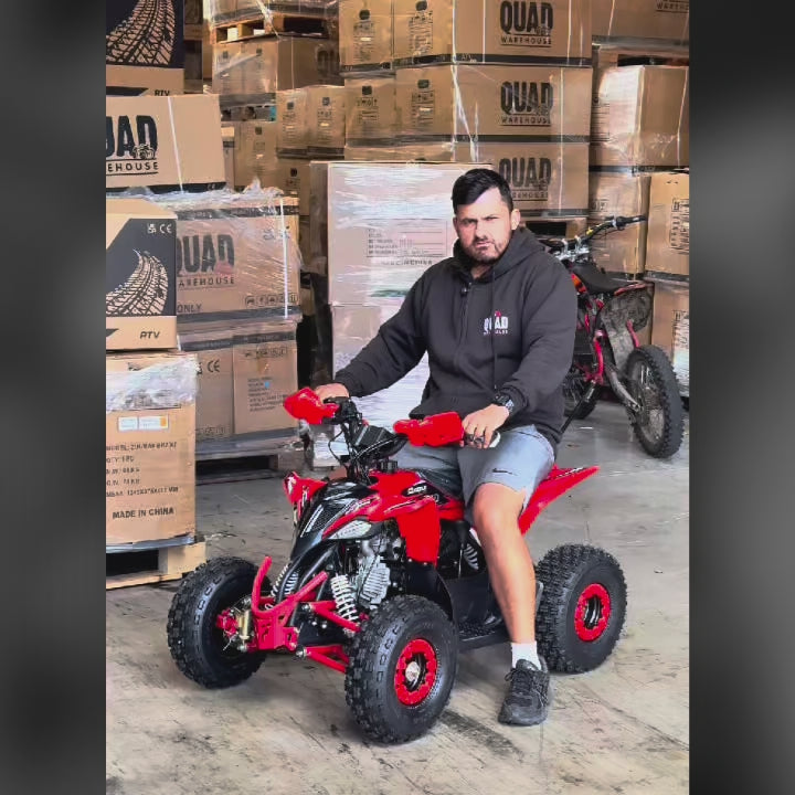 Load video: Dazzle Mega Elite 110cc Kids Petrol Quad Bike